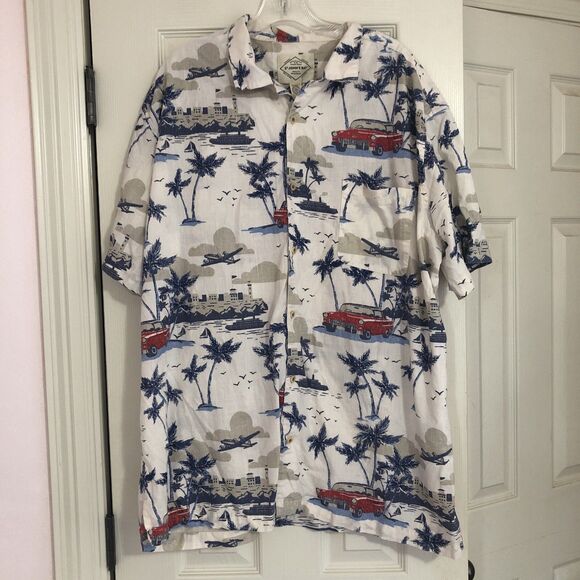 ST JOHNS BAY Tropical Hawaiian Button Down Shirt XXL White Retro Vacation 70’s - Picture 3 of 9